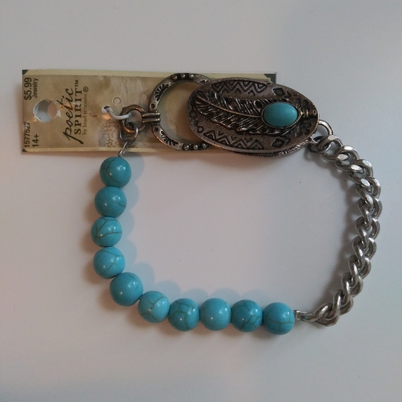 Turquoise bead clip bracelet - Picture 1 of 4